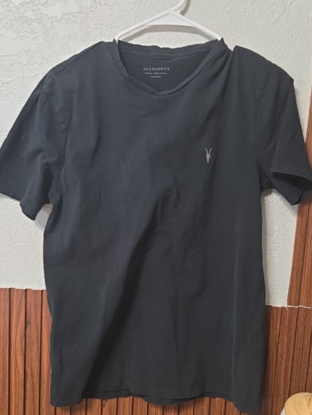All Saints Black Short Sleeve Logo Tee Medium Sz